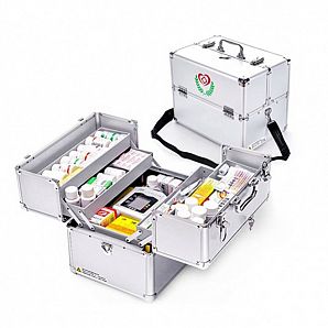 Emergency Carrying First Aid Silver Aluminum Storage Medical Case