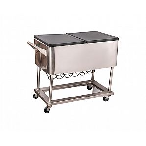 60QT Hand Rolling Ice Chest Portable Patio Party Cooler Cart On Wheels